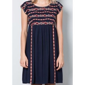 SOEL BOUTIQUE EMBROIDERED BABY DOLL DRESS
